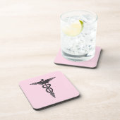 Dessous-de-verre Caducée médical rose (Côté Droit)