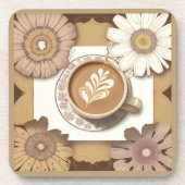 Dessous-de-verre Café et fleurs (Devant)