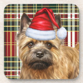 Dessous-de-verre Cairn Terrier chien avec Red Holiday Plaid Noël (Devant)