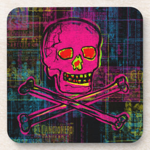 Dessous-de-verre Calavera mexicaine rouge et noire Grunge Art Skull
