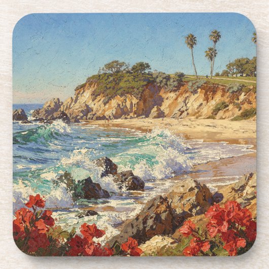 Dessous-de-verre California Beach | Impressionist Coastal Art (Devant)