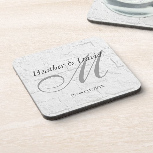 Dessous-de-verre Calligraphie de mur de brique Script Monogramme Ma (Côté gauche)