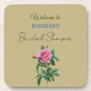 Dessous-de-verre Calligraphie Élégant Fleurs Bienvenue Shower de Ma