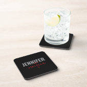 Dessous-de-verre Calligraphie Elegant Plain Ajouter son propre nom (Côté Droit)