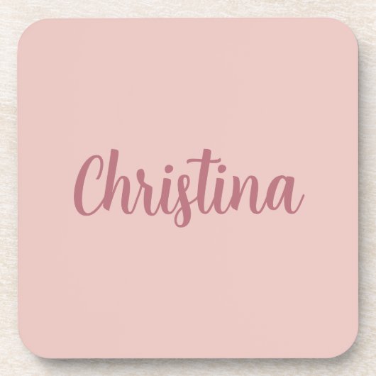 Dessous-de-verre Calligraphie Élégant Rose Or Plaine Nom simple (Devant)