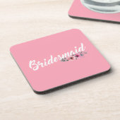 Dessous-de-verre Calligraphie simple du Mariage de Bridesmaid | DES (Côté gauche)