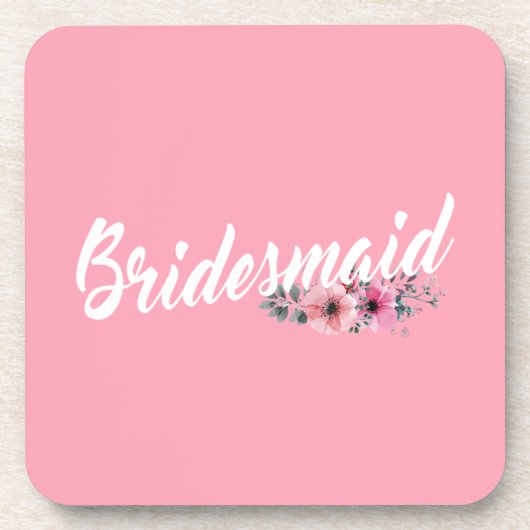 Dessous-de-verre Calligraphie simple du Mariage de Bridesmaid | DES (Devant)