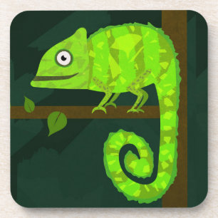 Dessous-de-verre Caméléon vert mignon