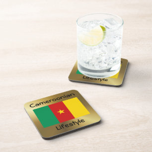 Dessous-de-verre Cameroun Drapeau+Dessous de verre texte