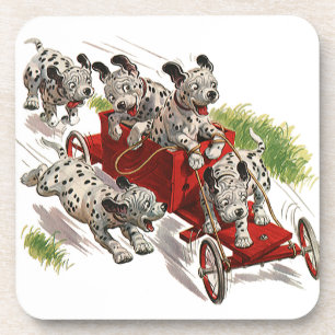 Dessous-de-verre Camion de pompiers dalmatien mignon de chiots