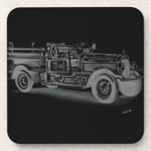 Dessous-de-verre camion vintage tiré à la main inverse