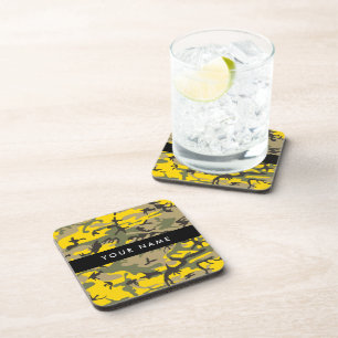 Dessous-de-verre Camouflage jaune et vert Personnalisez votre nom