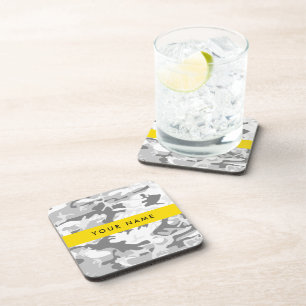Dessous-de-verre Camouflage neige hivernale grise Personnalisez vot