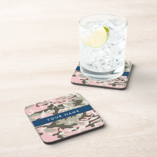 Dessous-de-verre Camouflage Rose et Vert Personnalisez Votre nom