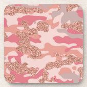 Dessous-de-verre Camouflage Rose Gold Blush Pink Camo Motif de l'ar (Devant)