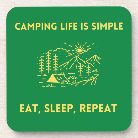 Dessous-de-verre Camping La vie est simple, Manger, Dormir, Répéter (Devant)