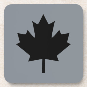 Dessous-de-verre Canadian Black Maple Leaf on Grey