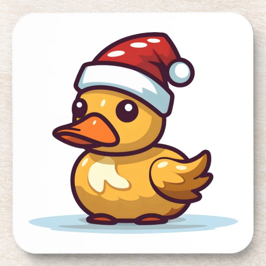 Dessous-de-verre Canard de Noël en chapeau de Santa (Devant)