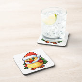 Dessous-de-verre Canard de Noël mignon dans chapeau de Santa (Côté Droit)