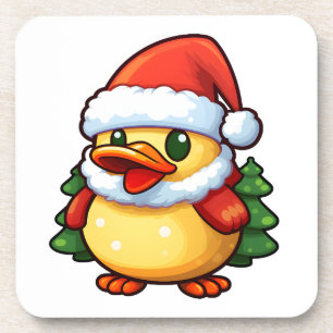 Dessous-de-verre Canard de Noël mignon dans chapeau de Santa
