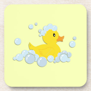 Dessous-de-verre Canard en caoutchouc dans des bulles