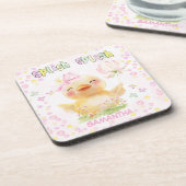 Dessous-de-verre Canard en caoutchouc rose personnalisé (Côté gauche)