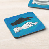 Dessous-de-verre Canard noir sur bleu (Côté gauche)