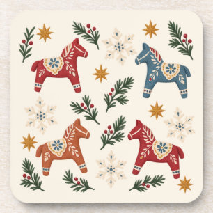 Dessous-de-verre Canneberge et chevaux Dala Art folklorique de vaca