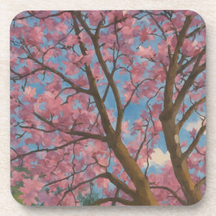 Dessous-de-verre Canopée de printemps - Arbre en fleurs et peinture