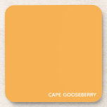 Dessous-de-verre Cape Gooseberry yellow color name<br><div class="desc">Le Cap Gooseberry,  également connu sous le nom de Physalis,  est un plante de la famille de la nuit,  dont les baies poussent à l'intérieur d'un calyx de papeterie protectrice. Ici,  la couleur jaune chaud distinctif de la baie donne son nom à l'une des nuances signature de Nomencolors.</div>