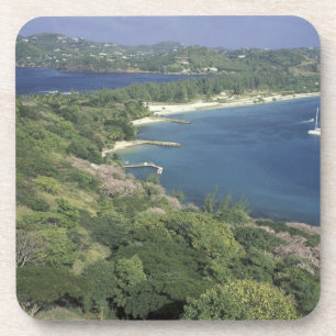 Dessous-de-verre Caraïbes, Antilles, Sainte-Lucie. Vue de