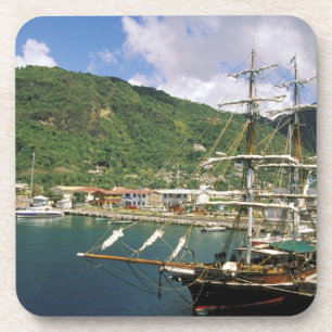 Dessous-de-verre Caraïbes, Sainte-Lucie, Soufriere. Bateaux dans