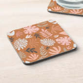 Dessous-de-verre Caramel & Clay Pink Hawaii Feuilles tropicaux (Côté gauche)