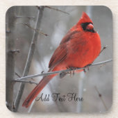 Dessous-de-verre Cardinal roux brillant en neige hivernale (Devant)