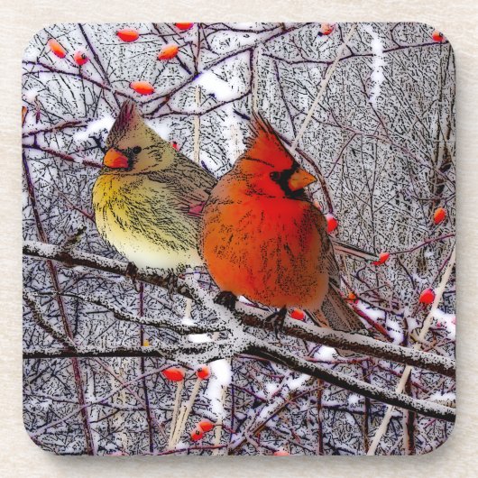 Dessous de verre cardinaux de forêt (Devant)