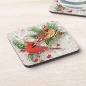 Dessous-de-verre Cardinaux Noël en couple (Côté gauche)