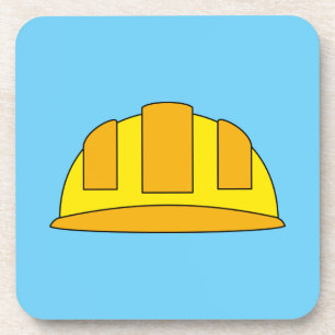 Dessous-de-verre Caricature de Casquette dur jaune