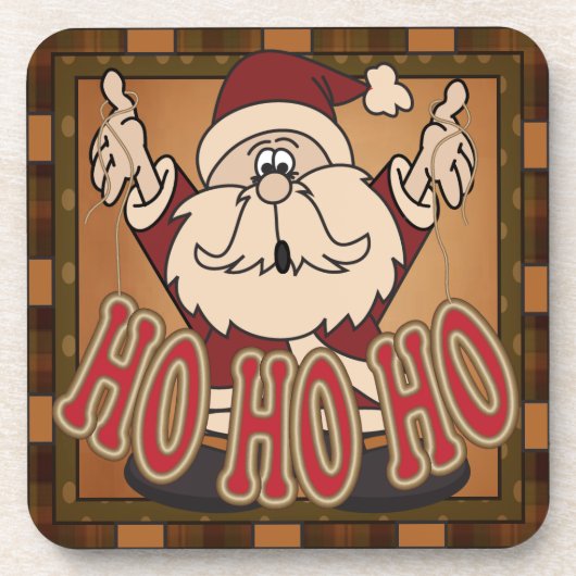 Dessous-de-verre Caricature mignonne Père Noël Ho Ho Ho | Noël (Devant)