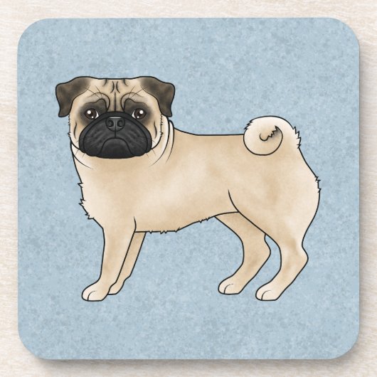 Dessous-de-verre Carlin Faune Chien Cute Dessin Canine Chien Sur Bl (Devant)
