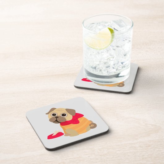 Dessous-de-verre Carlin Love adorable carlin chiot chien (Côté Droit)