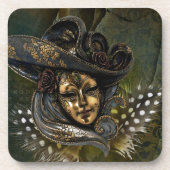 Dessous de verre carnaval Masque vert Damas (Devant)
