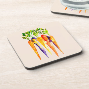 Dessous-de-verre Carottes mignonnes aquarelle art