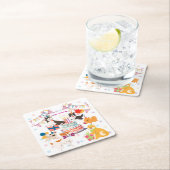 DESSOUS-DE-VERRE CARRÉ EN PAPIER かわいい犬がいっぱい♡ピンクのバースデーパーティー  (En situation)