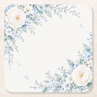 DESSOUS-DE-VERRE CARRÉ EN PAPIER コースター 四角 花 エレガント 上品 フォーマル