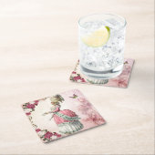 DESSOUS-DE-VERRE CARRÉ EN PAPIER マリーアントワネット・ローズコースターC (En situation)
