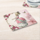 DESSOUS-DE-VERRE CARRÉ EN PAPIER マリーアントワネット・ローズコースターC (Incliné)