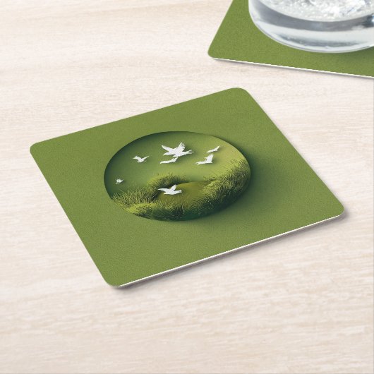 DESSOUS-DE-VERRE CARRÉ EN PAPIER 초 록 액 자 (Incliné)