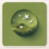 DESSOUS-DE-VERRE CARRÉ EN PAPIER 초 록 액 자 (Devant)