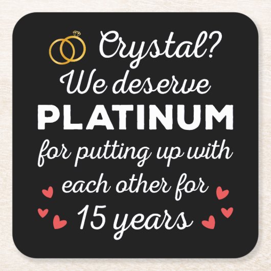 Dessous-de-verre Carré En Papier 15ème anniversaire du Mariage I - Crystal Funny Co (Devant)