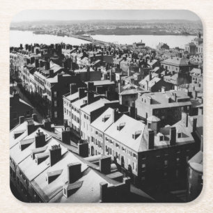 Dessous-de-verre Carré En Papier 1859 : La ville de Boston, le Massachusetts
